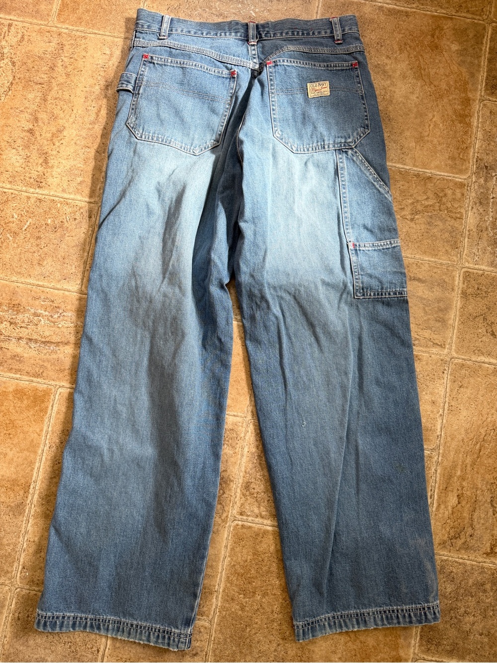 VTG Old Navy Wide Leg 100% Cotton Carpenter Jeans Womens 8